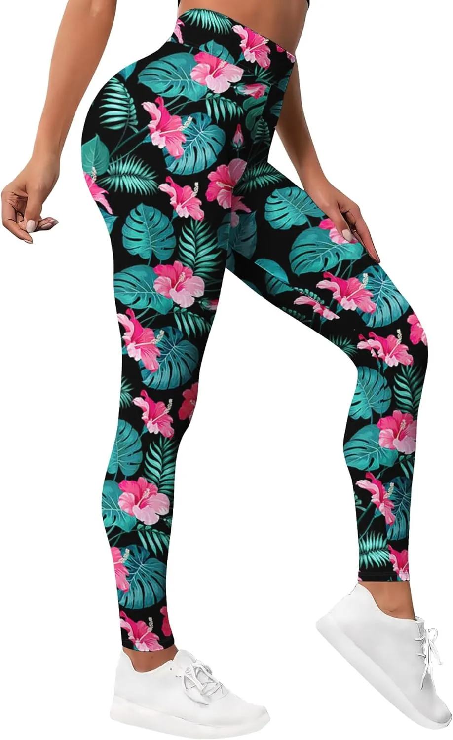 Leggings for Women Funny Printed Gym Womens Yoga Pants Floral Legging Tropical Athletic Pant