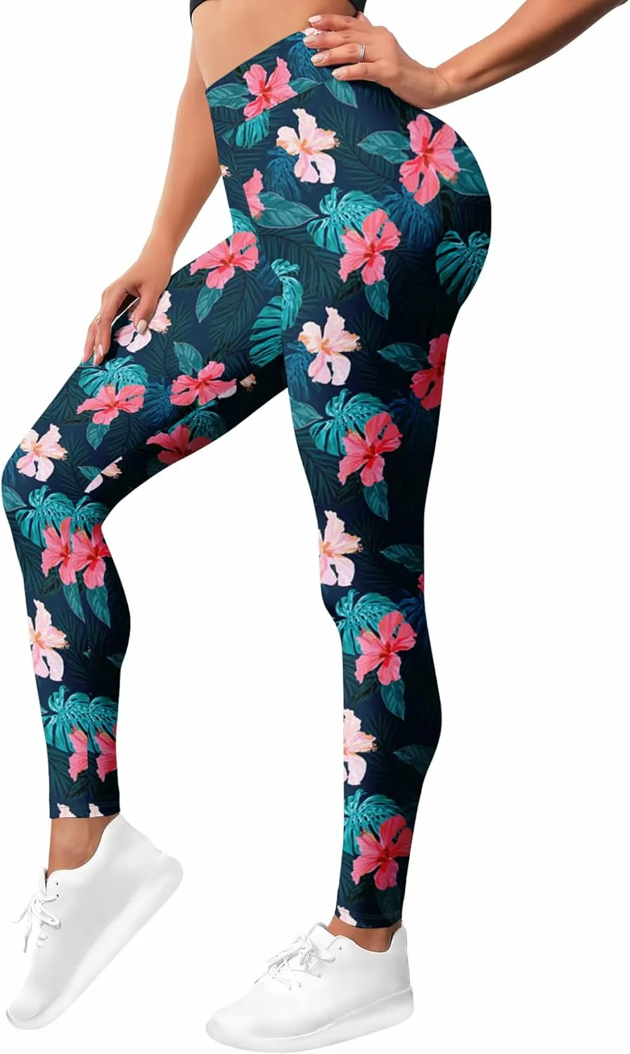 Leggings for Women Funny Printed Gym Womens Yoga Pants Floral Legging Tropical Athletic Pant