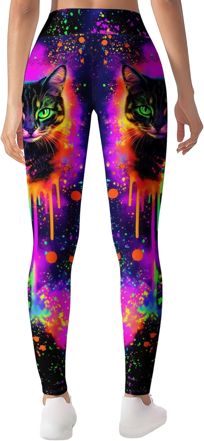 Leggings for Women Printed Funny Gym Womens Yoga Pants Cat Tights Cat Legging Athletic Pant