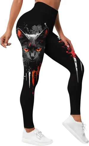 Leggings for Women Printed Funny Gym Womens Yoga Pants Cat Tights Cat Legging Athletic Pant