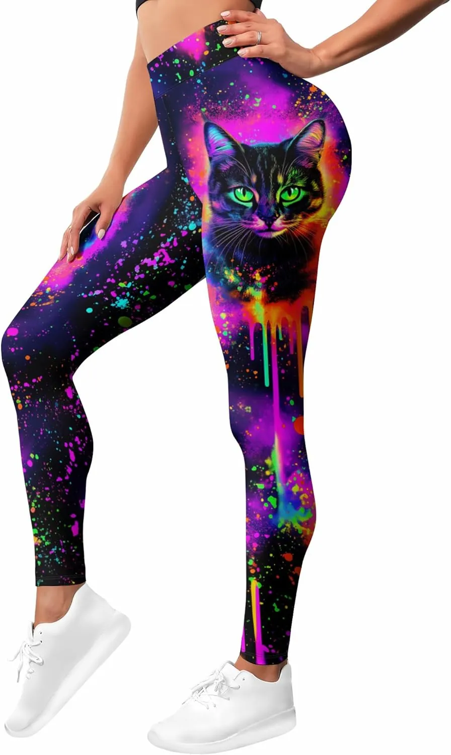 Leggings for Women Printed Funny Gym Womens Yoga Pants Cat Tights Cat Legging Athletic Pant