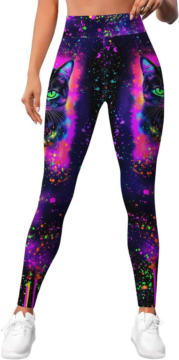 Leggings for Women Printed Funny Gym Womens Yoga Pants Cat Tights Cat Legging Athletic Pant