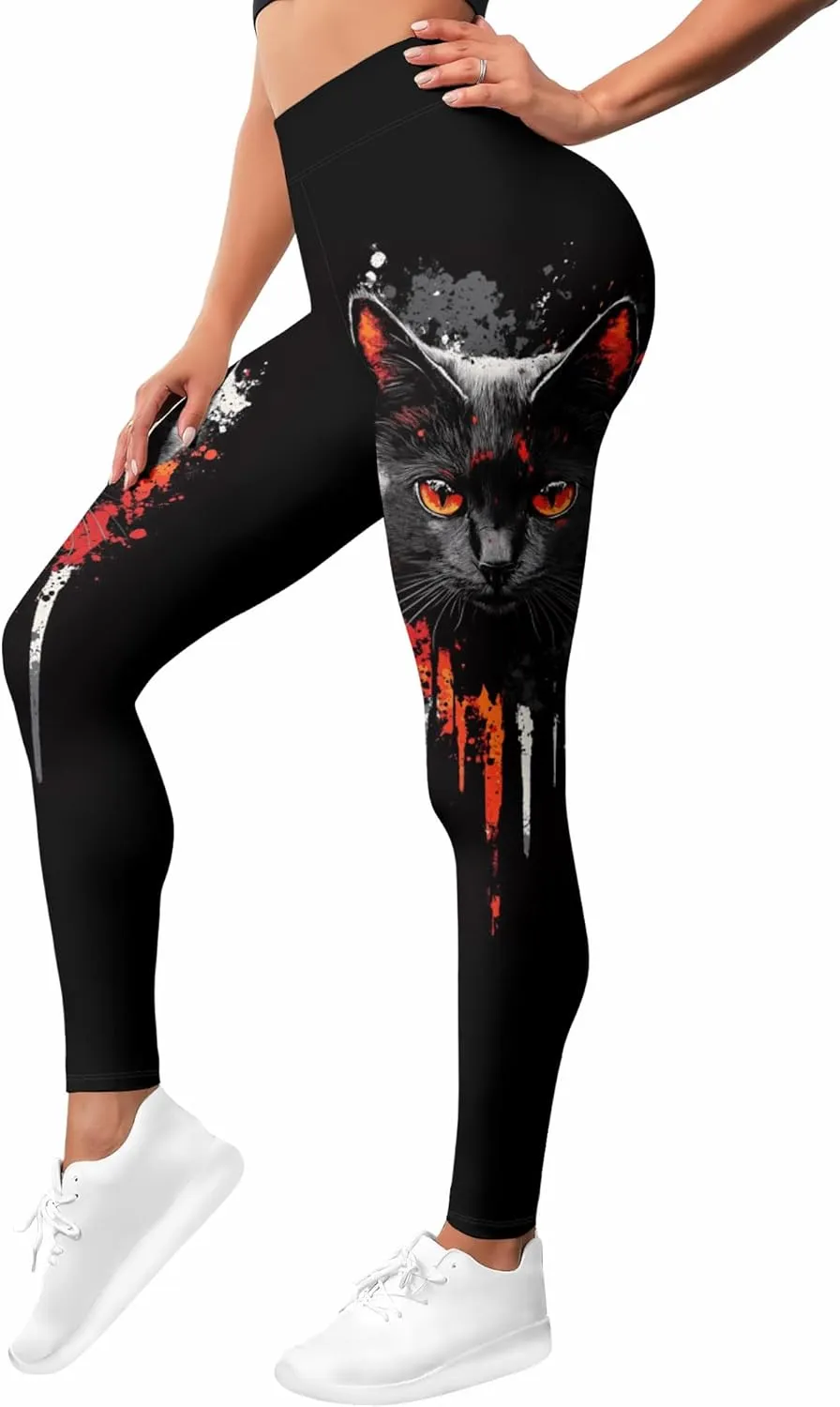 Leggings for Women Printed Funny Gym Womens Yoga Pants Cat Tights Cat Legging Athletic Pant