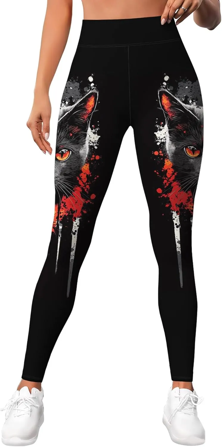 Leggings for Women Printed Funny Gym Womens Yoga Pants Cat Tights Cat Legging Athletic Pant