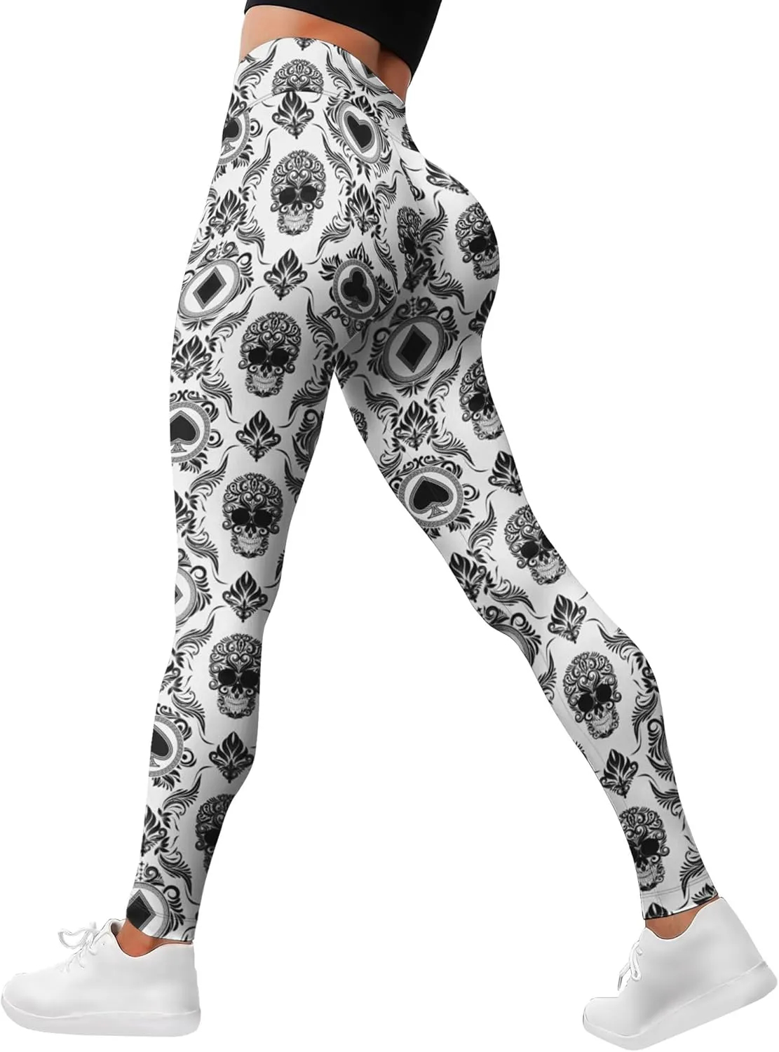 Leggings for Women Printed Funny Gym Womens Yoga Pants Sugar Skull Legging Skull Athletic Pant