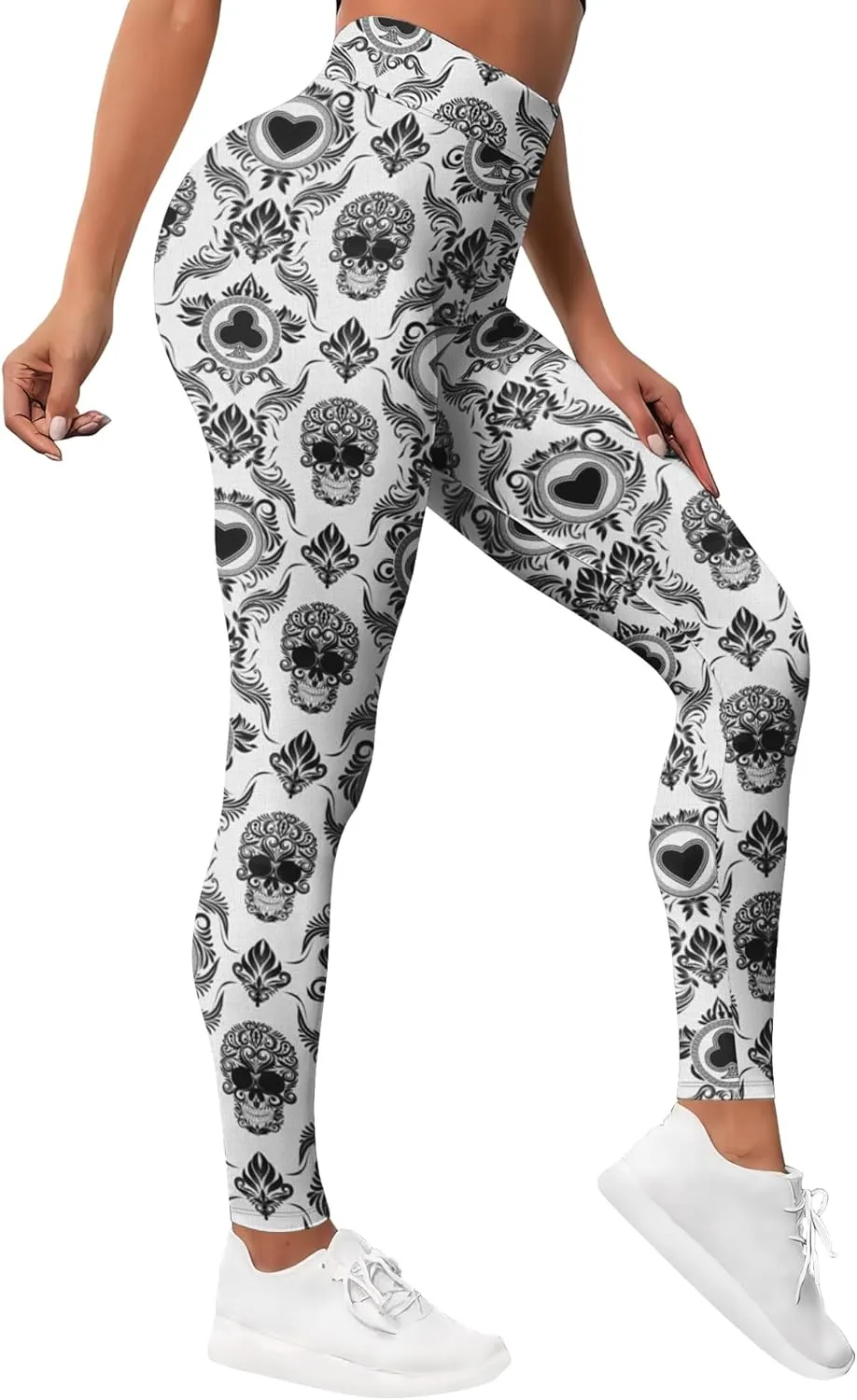 Leggings for Women Printed Funny Gym Womens Yoga Pants Sugar Skull Legging Skull Athletic Pant