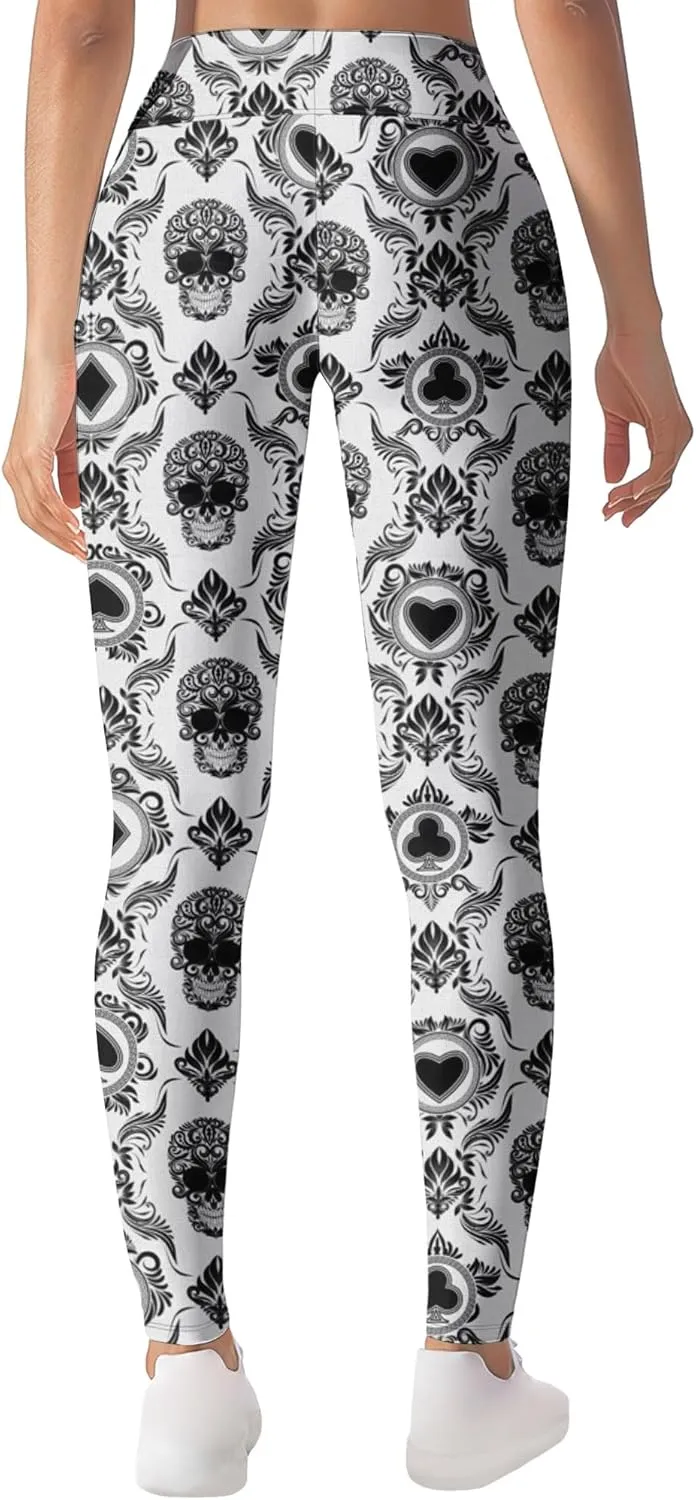 Leggings for Women Printed Funny Gym Womens Yoga Pants Sugar Skull Legging Skull Athletic Pant