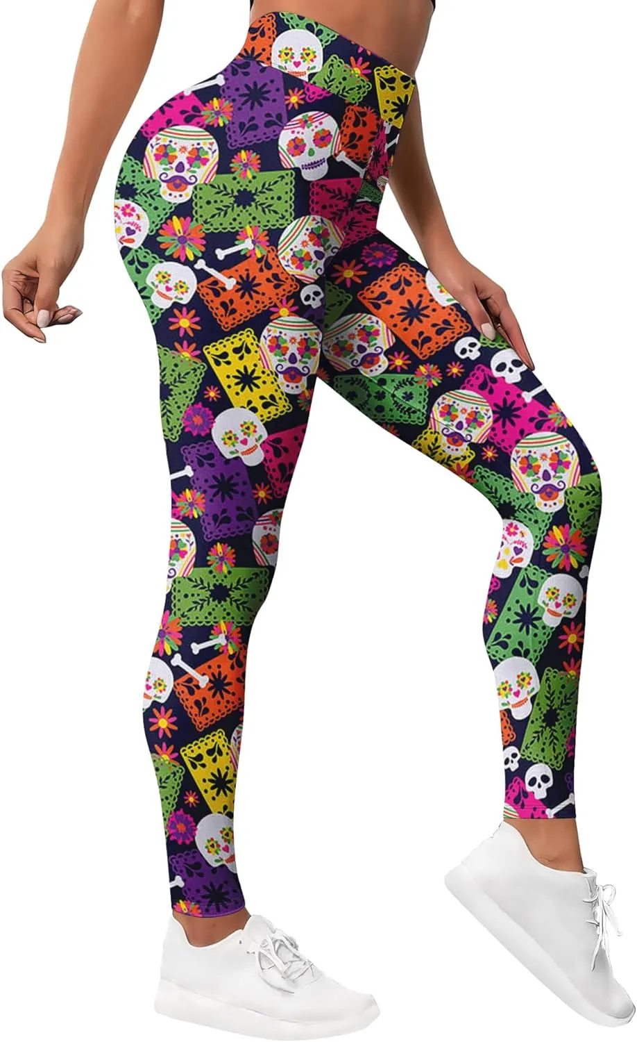 Leggings for Women Printed Funny Gym Womens Yoga Pants Sugar Skull Legging Skull Athletic Pant