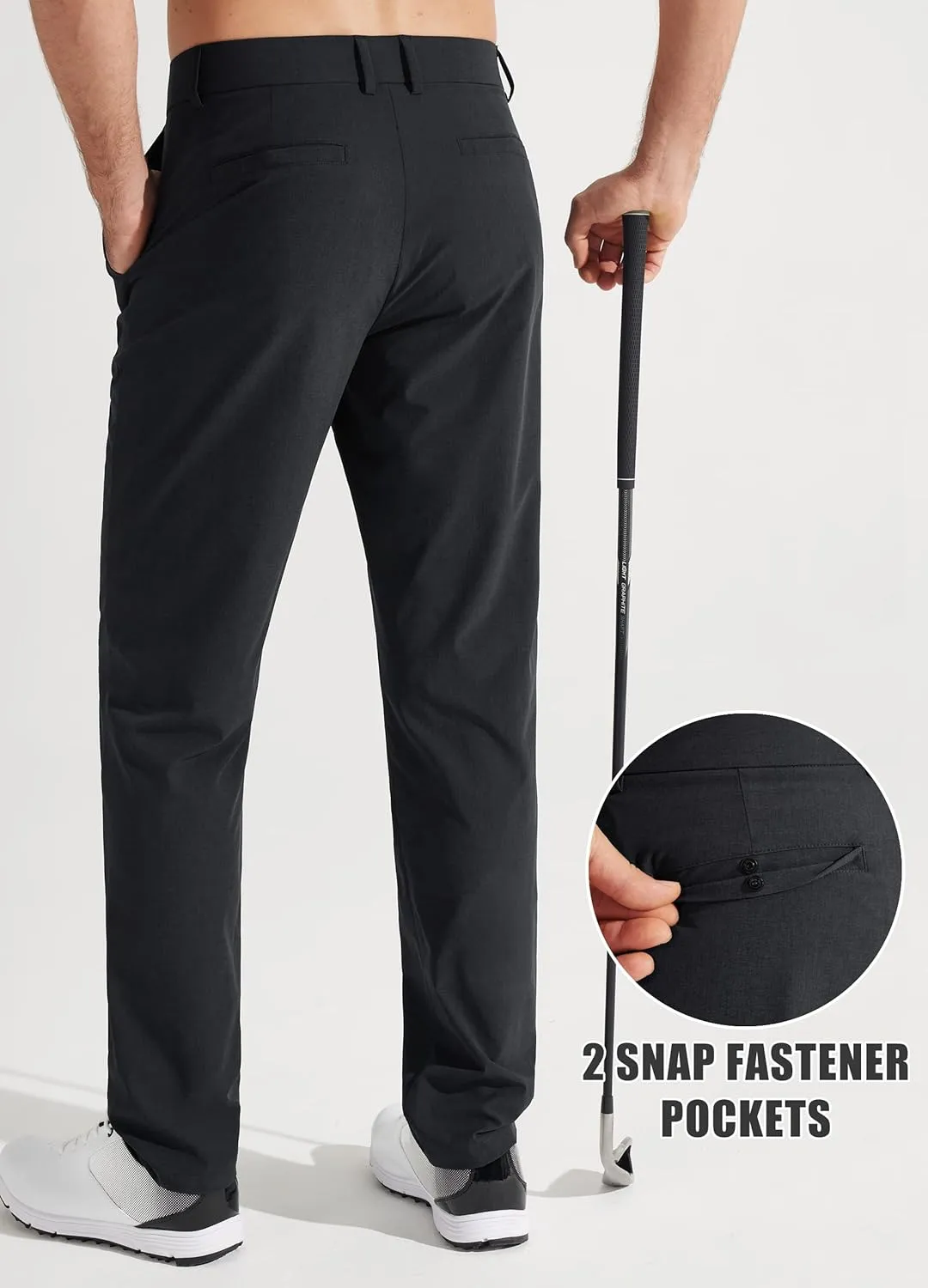 Libin Mens Golf Pants Stretch Work Dress Pants 30"/32"/34" Quick Dry Lightweight Casual Comfy Trousers with Pockets