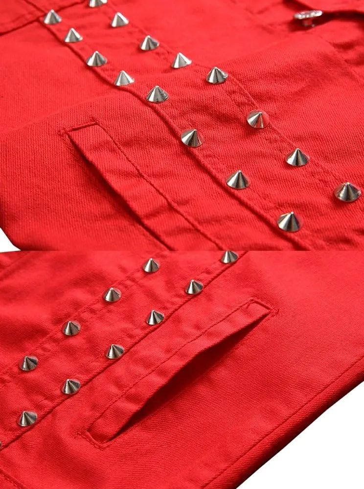 LifeHe Men's Sleeveless Lapel Punk Zipper Denim Jean Vests Jacket With Rivets