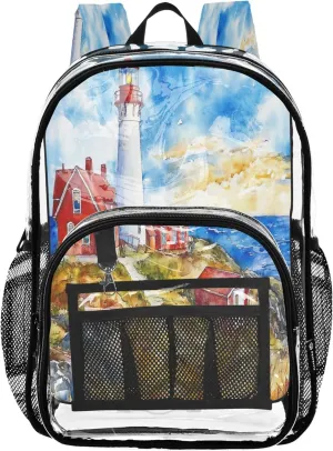 Lighthouse Backpack Kids, Clear Plastic Bag, Backpack Bag, Clear Bookbag