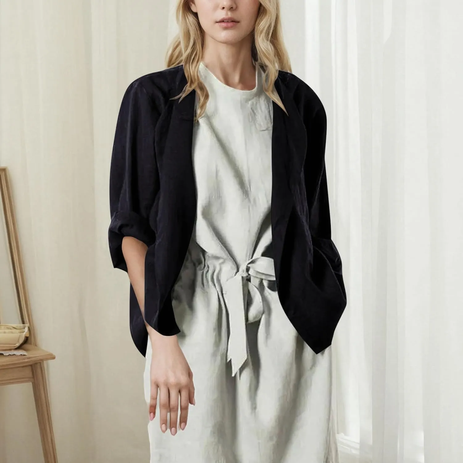 Lightweight Cardigans for Women Loose Long Sleeve Linen Tops 2025 Short Casual Kimonos Summer Spring Loungewear