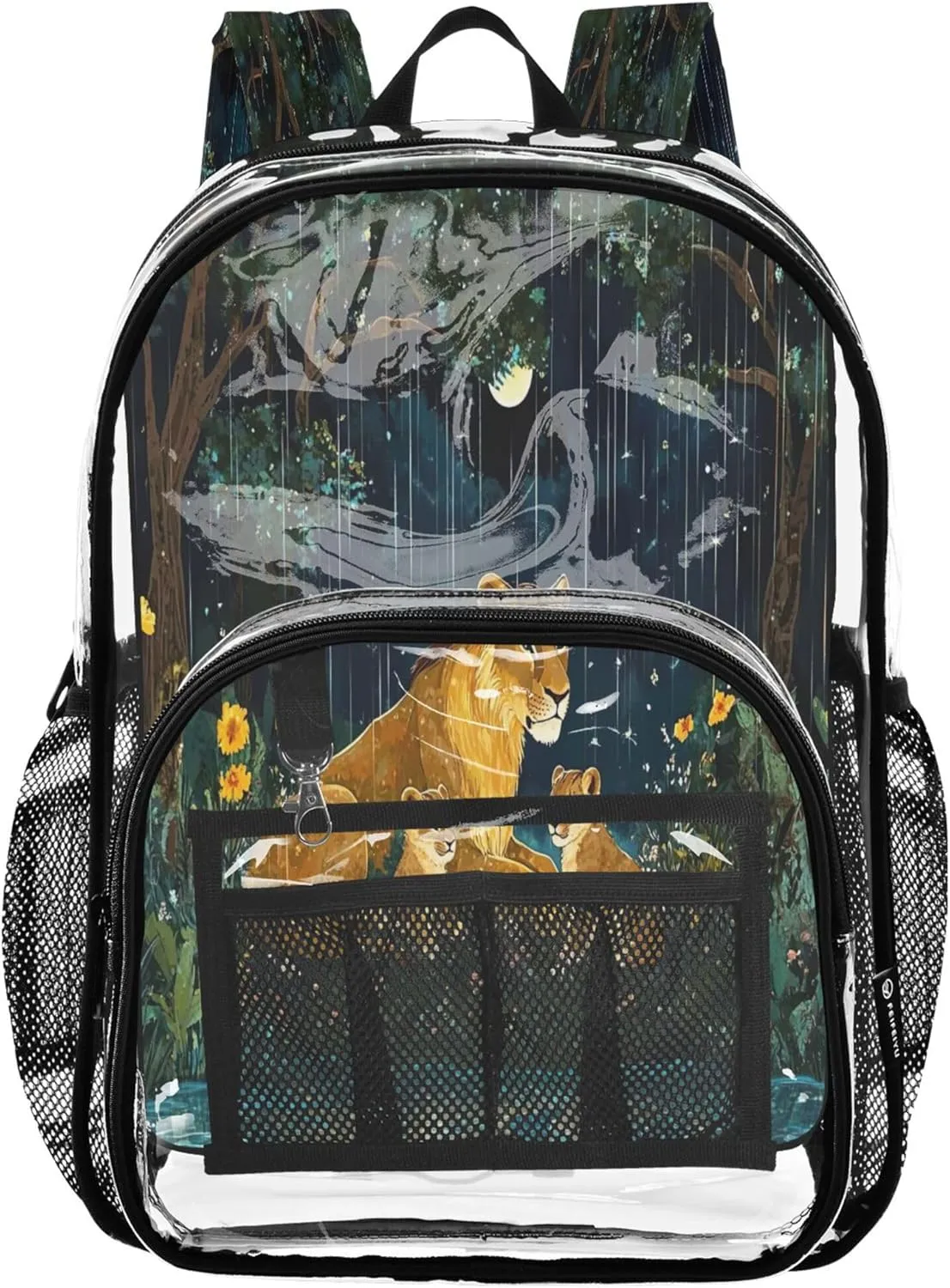 Lioness Cub Jungle Green School Backpacks, Clear Plastic Bag, Kid Backpack, Clear Bookbag
