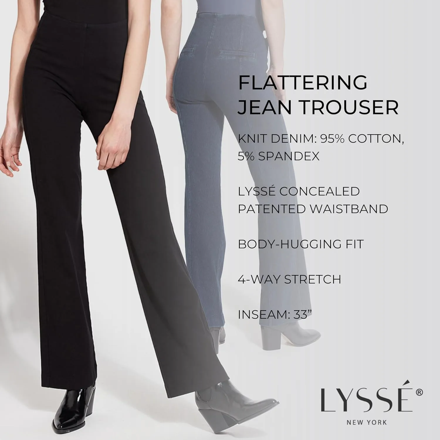 Lyss Denim Trouser  High Waisted Stretch Jeans for Women, Stretch Denim with an Elevated, Polished Look