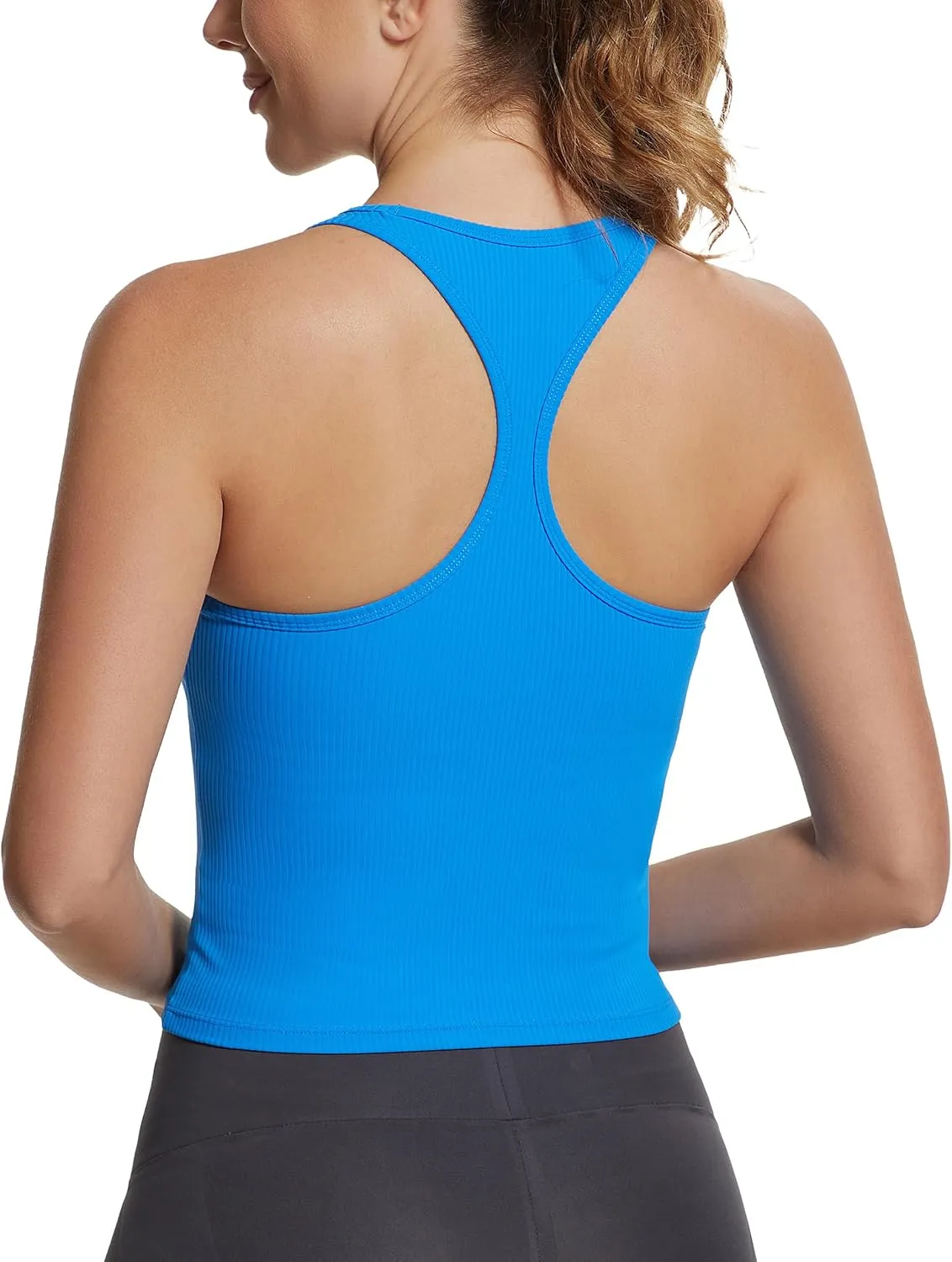 MathCat Ribbed Workout Tank Tops for Women with Built in Bra Tanks Sleeveless Athletic Vests Racerback Casual Yoga