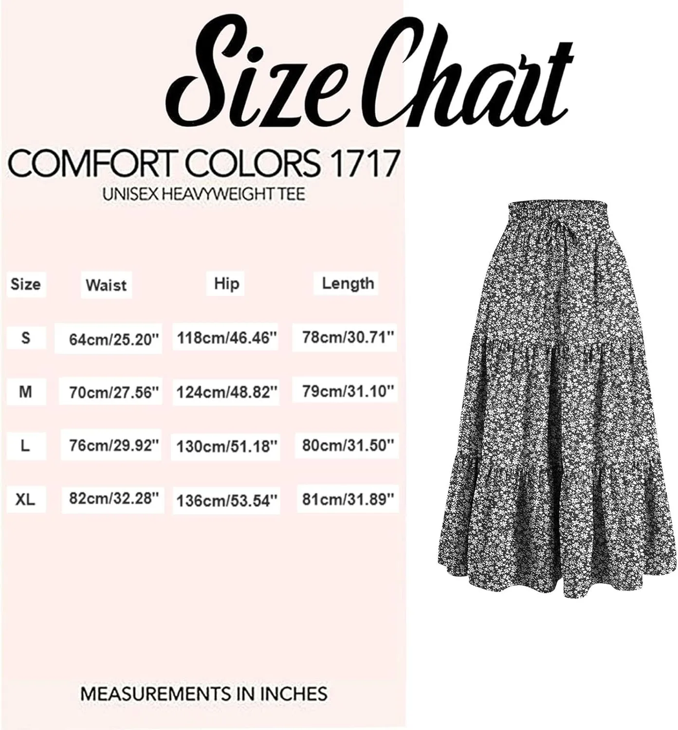 Maxi Skirt for Women Boho Long Beach Skirts Summer Spring Floral High Waisted Elastic Tiered Swing Skirt