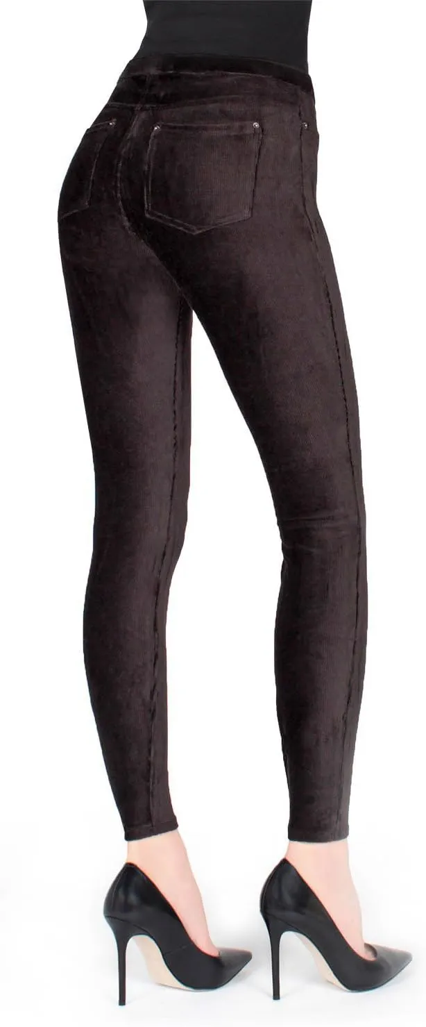 MeMoi Thin-Rib Slim-Cut Stretch Corduroy Leggings