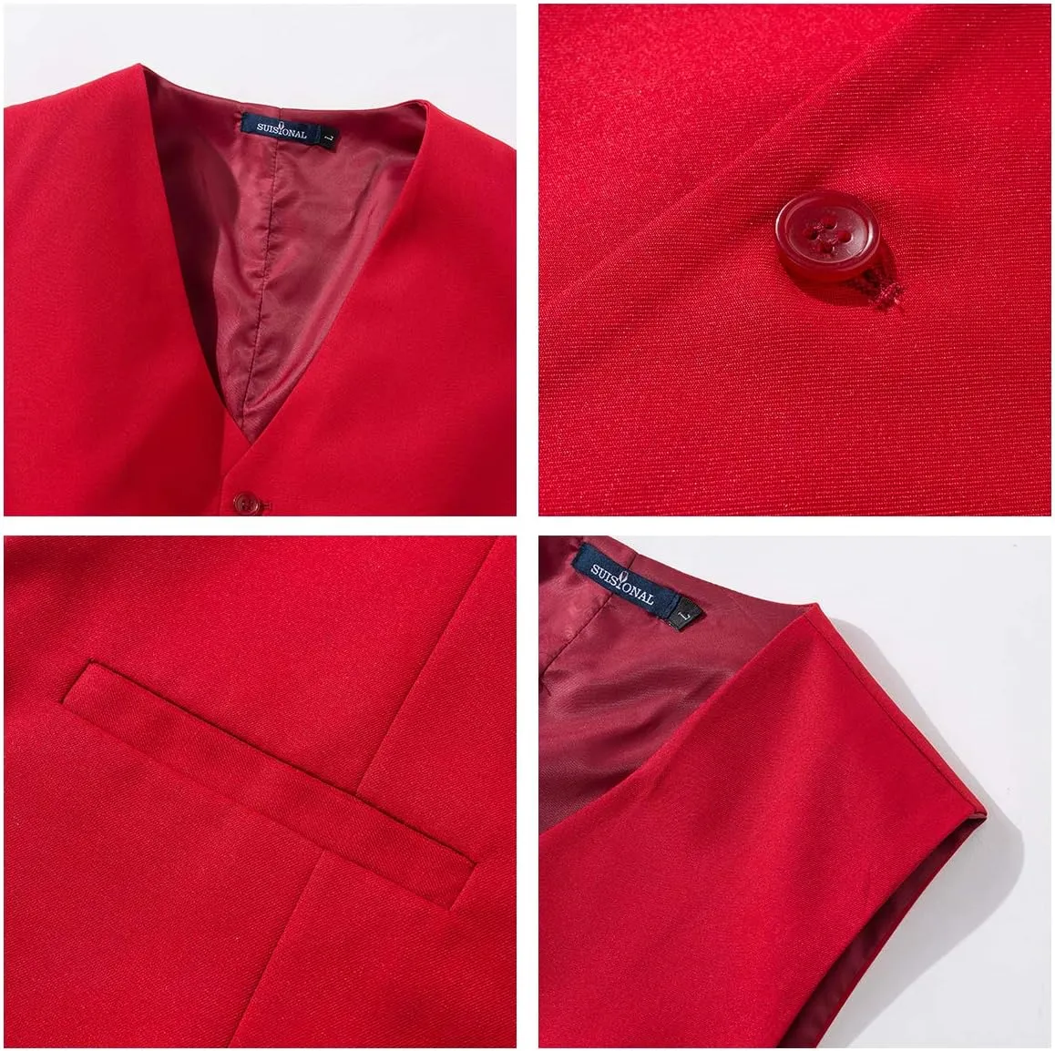 Men's 4pc Classic Jacquard Suit Vests with Tuxedo Necktie Handkerchief Bowtie Set