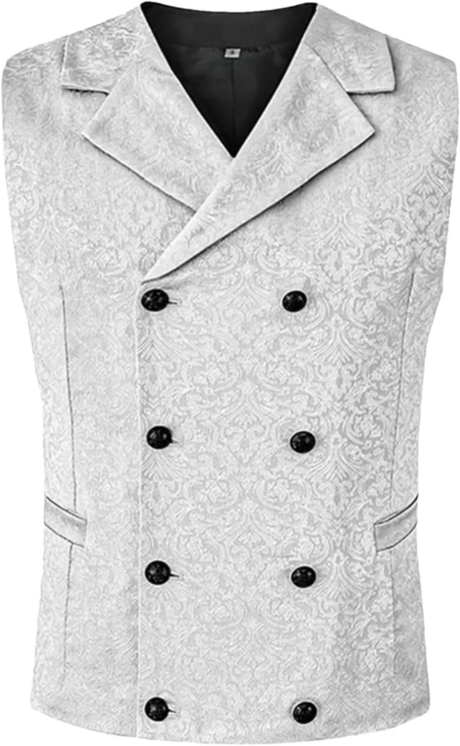Men's Business Double Breasted Suit Vest Printed Waistcoat Slim Fit Wedding Groomsmen Vests