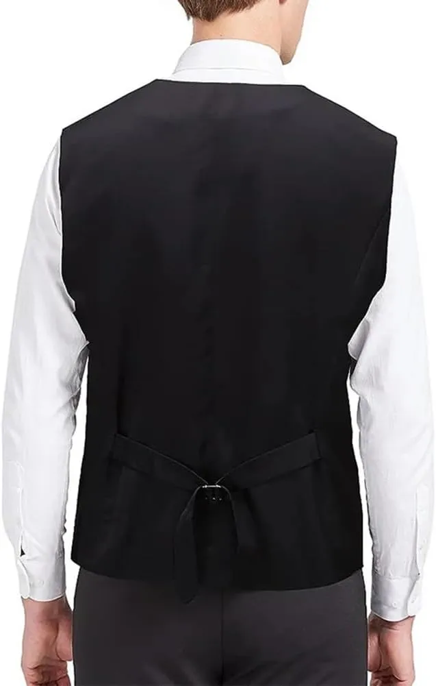 Men's Business Double Breasted Suit Vest Printed Waistcoat Slim Fit Wedding Groomsmen Vests
