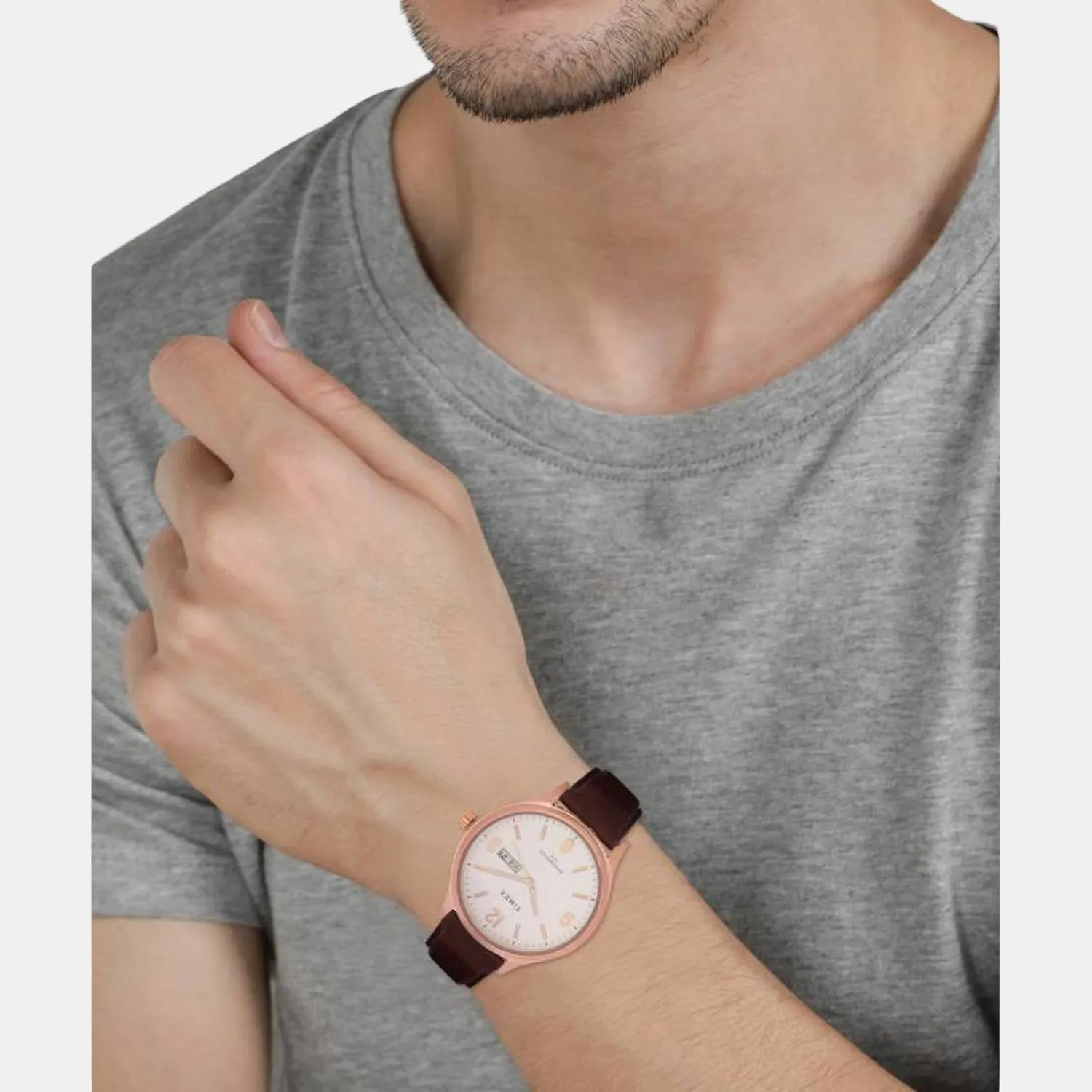 Men's Silver Analog Leather Watch TWEG18402