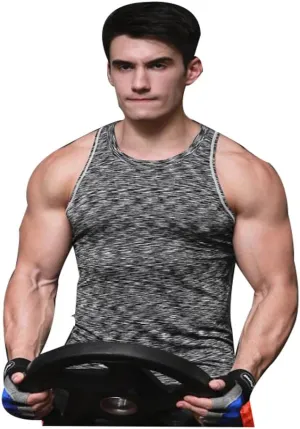 Men's Sport Quick Dry Compression Tank Tops Vests Shirt Baselayer Sleeveless (X-Large, Gray)
