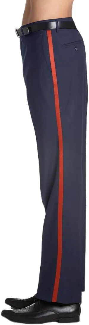 Men's TUXEDO Pants Tux Pant Flat Front Satin Band Stripe Solid Colors