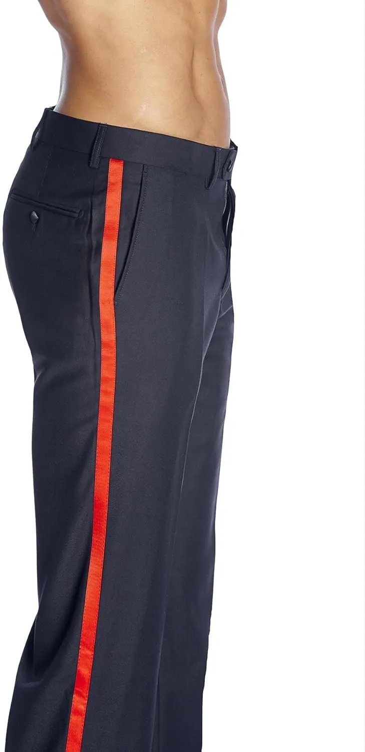 Men's TUXEDO Pants Tux Pant Flat Front Satin Band Stripe Solid Colors
