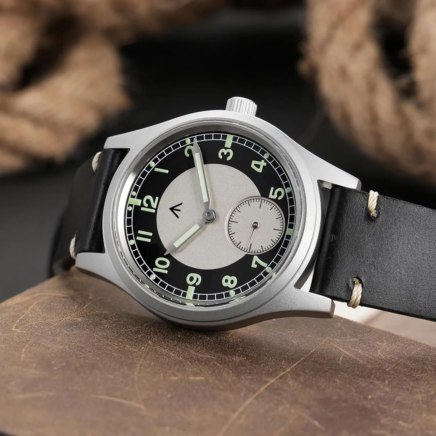 Militado D12 Military Mens Watch VD78 Quartz Sapphire Crystal C3 Super Luminous 36mm Dial Military-Style Dress Watches, 100M Waterproof