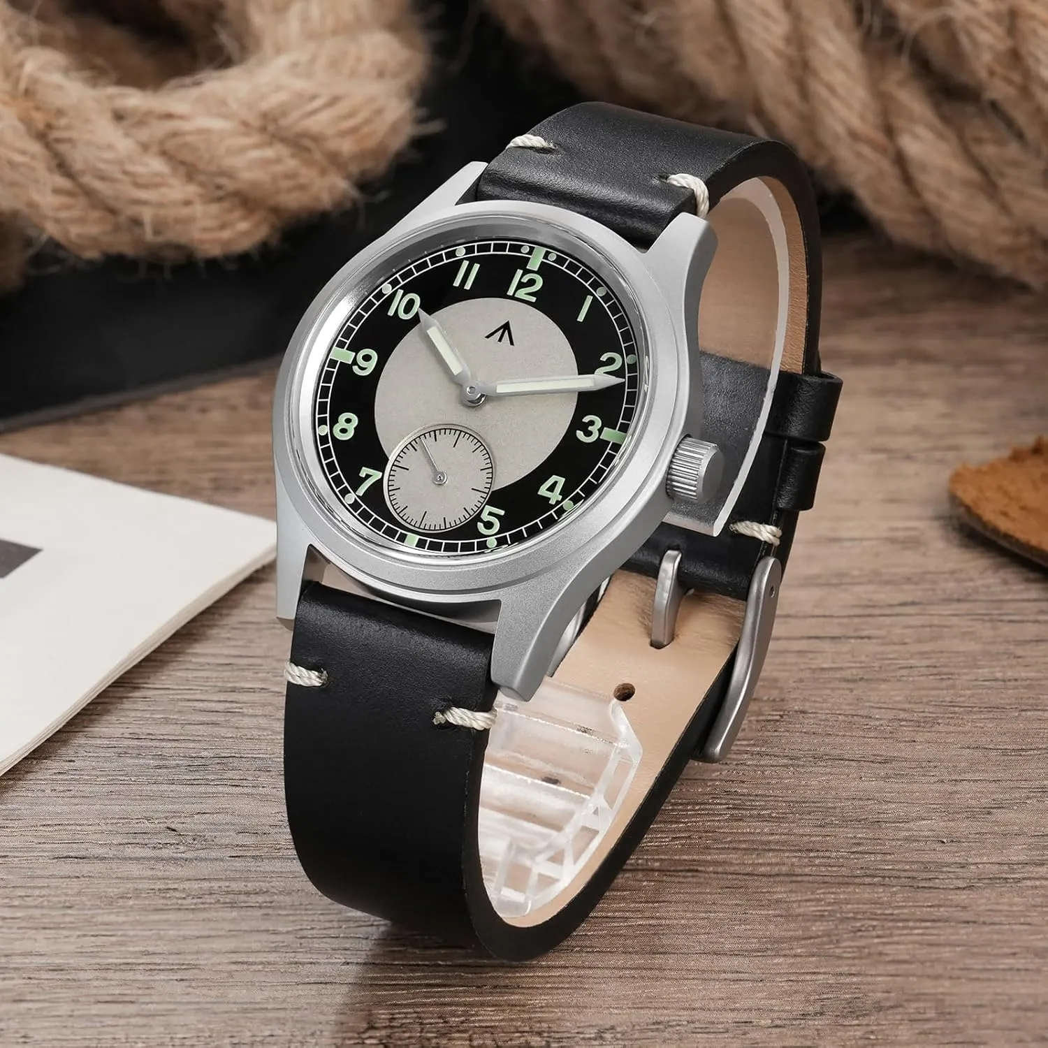 Militado D12 Military Mens Watch VD78 Quartz Sapphire Crystal C3 Super Luminous 36mm Dial Military-Style Dress Watches, 100M Waterproof