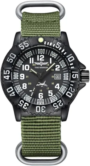 Military Watch Special Forces Luminous, Stainless Steel Tactical Night Watches for Men (Green Band)