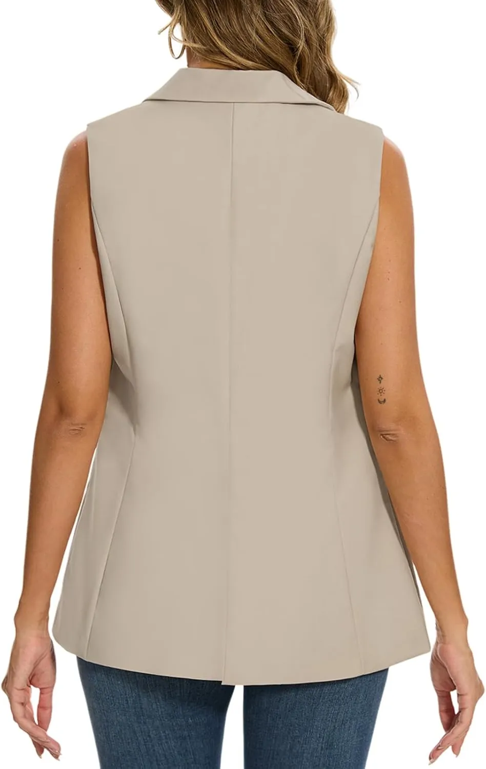 MINTLIMIT Women's Sleeveless Blazer Vest Summer Casual Open Front Lapel Collar Work Office Button Suit Vests with Pockets