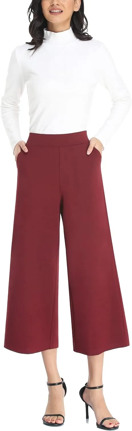 MISS MOLY Wide Leg Pants for Women Business Casual Crop Palazo Dress Pants Capris