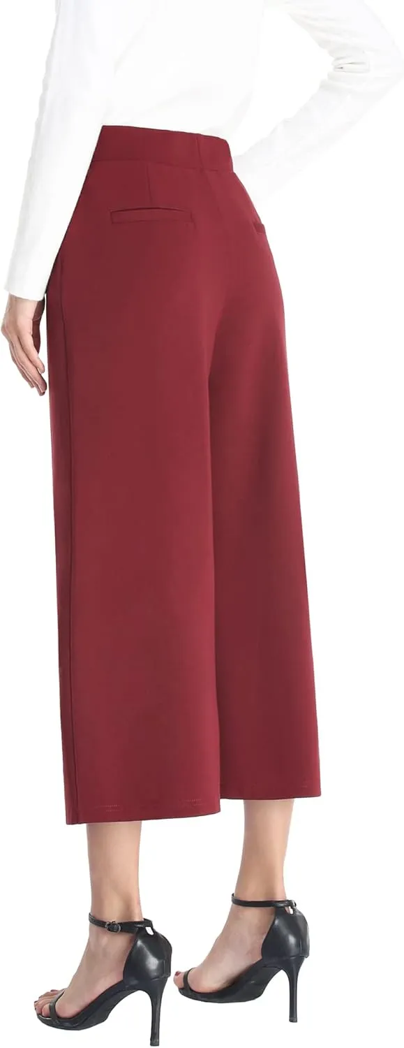 MISS MOLY Wide Leg Pants for Women Business Casual Crop Palazo Dress Pants Capris