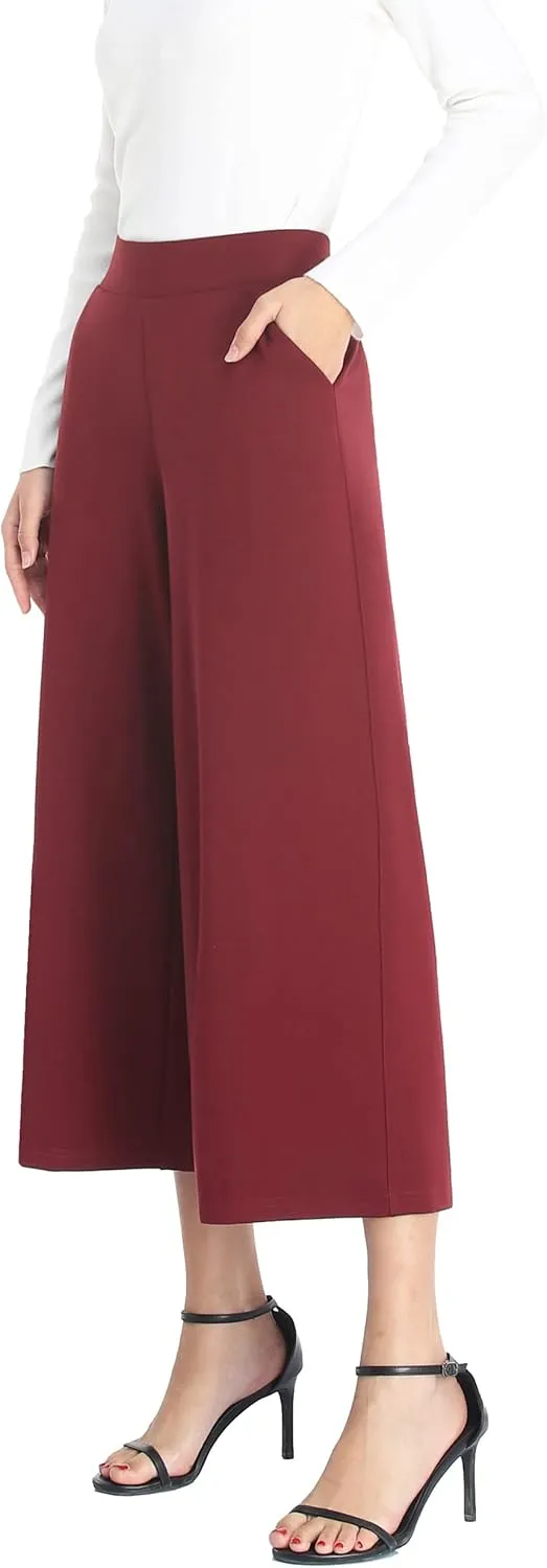 MISS MOLY Wide Leg Pants for Women Business Casual Crop Palazo Dress Pants Capris
