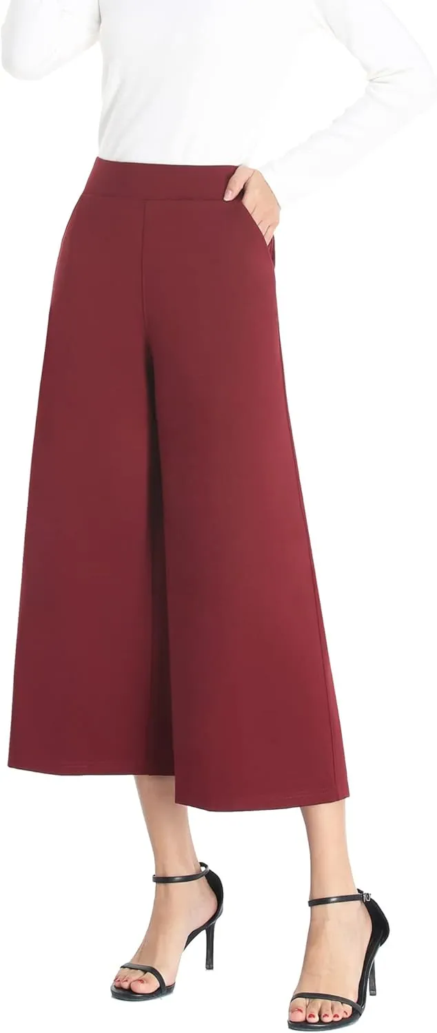 MISS MOLY Wide Leg Pants for Women Business Casual Crop Palazo Dress Pants Capris