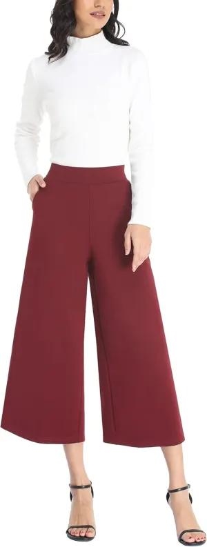 MISS MOLY Wide Leg Pants for Women Business Casual Crop Palazo Dress Pants Capris