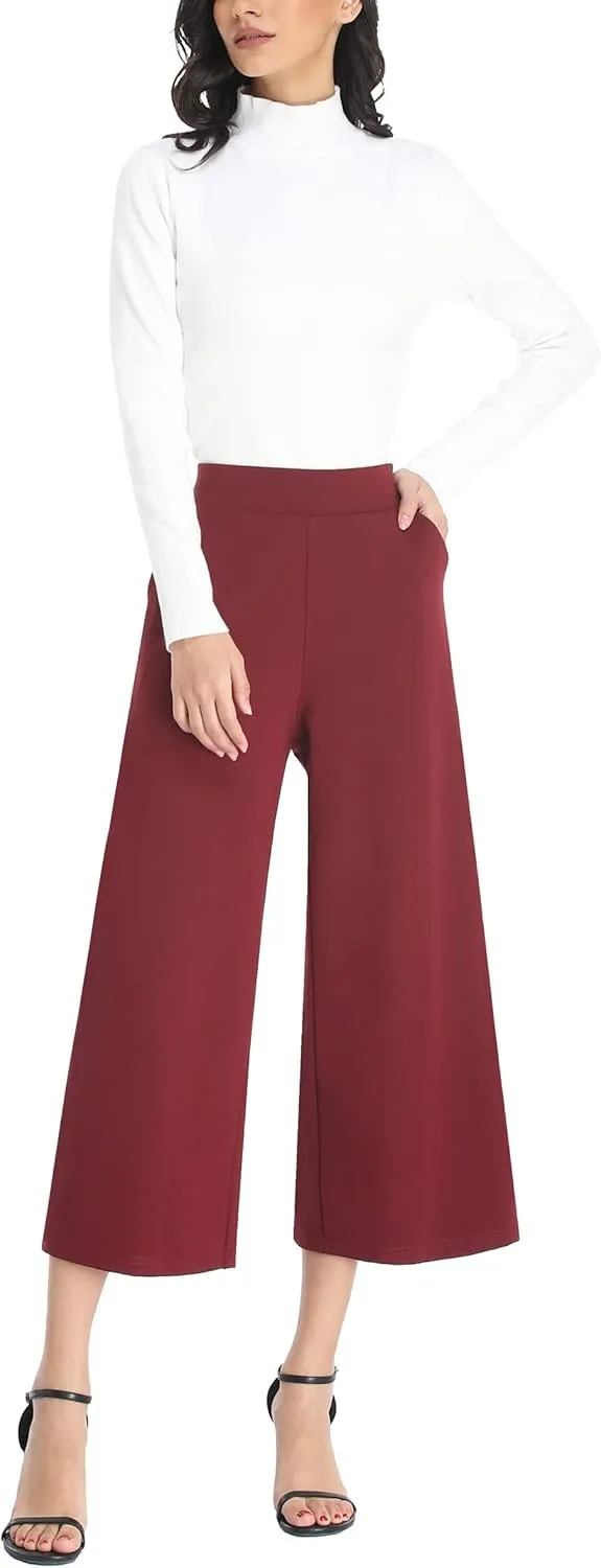 MISS MOLY Wide Leg Pants for Women Business Casual Crop Palazo Dress Pants Capris