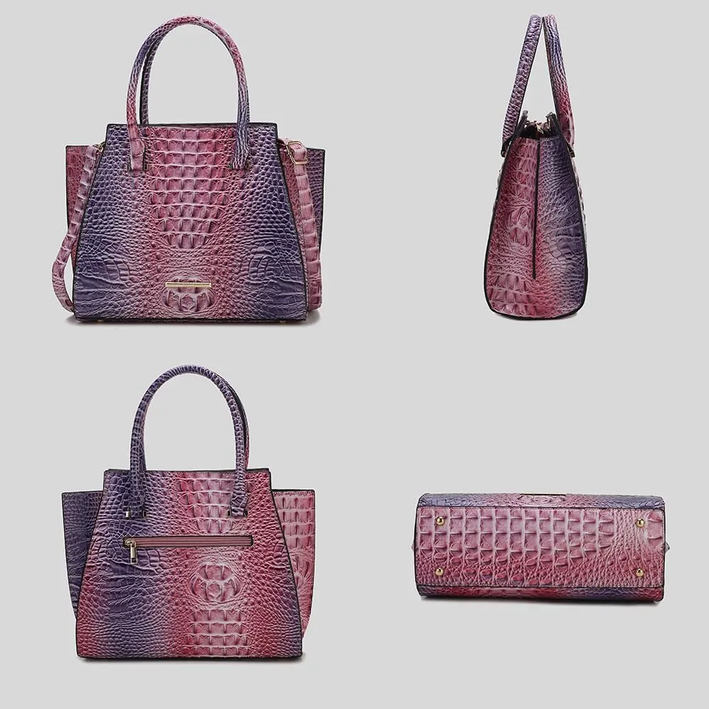 MKF Collection Tote Bag for Women & Wristlet Wallet, Crocodile-Embossed Vegan Leather Top-Handle Handbag Purse Set by Mia k