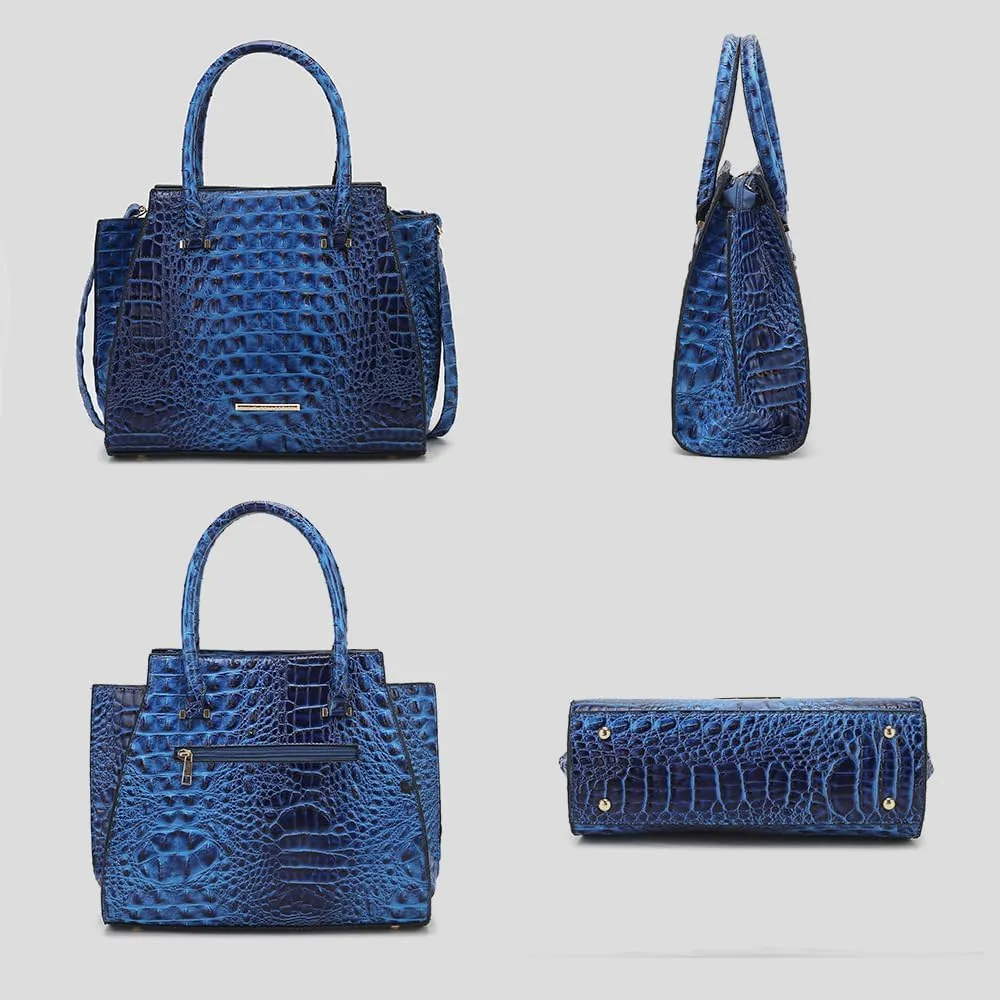 MKF Collection Tote Bag for Women & Wristlet Wallet, Crocodile-Embossed Vegan Leather Top-Handle Handbag Purse Set by Mia k