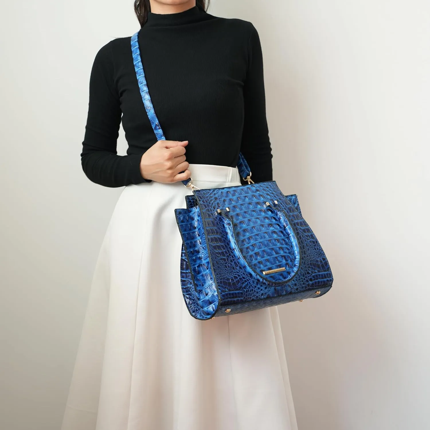 MKF Collection Tote Bag for Women & Wristlet Wallet, Crocodile-Embossed Vegan Leather Top-Handle Handbag Purse Set by Mia k