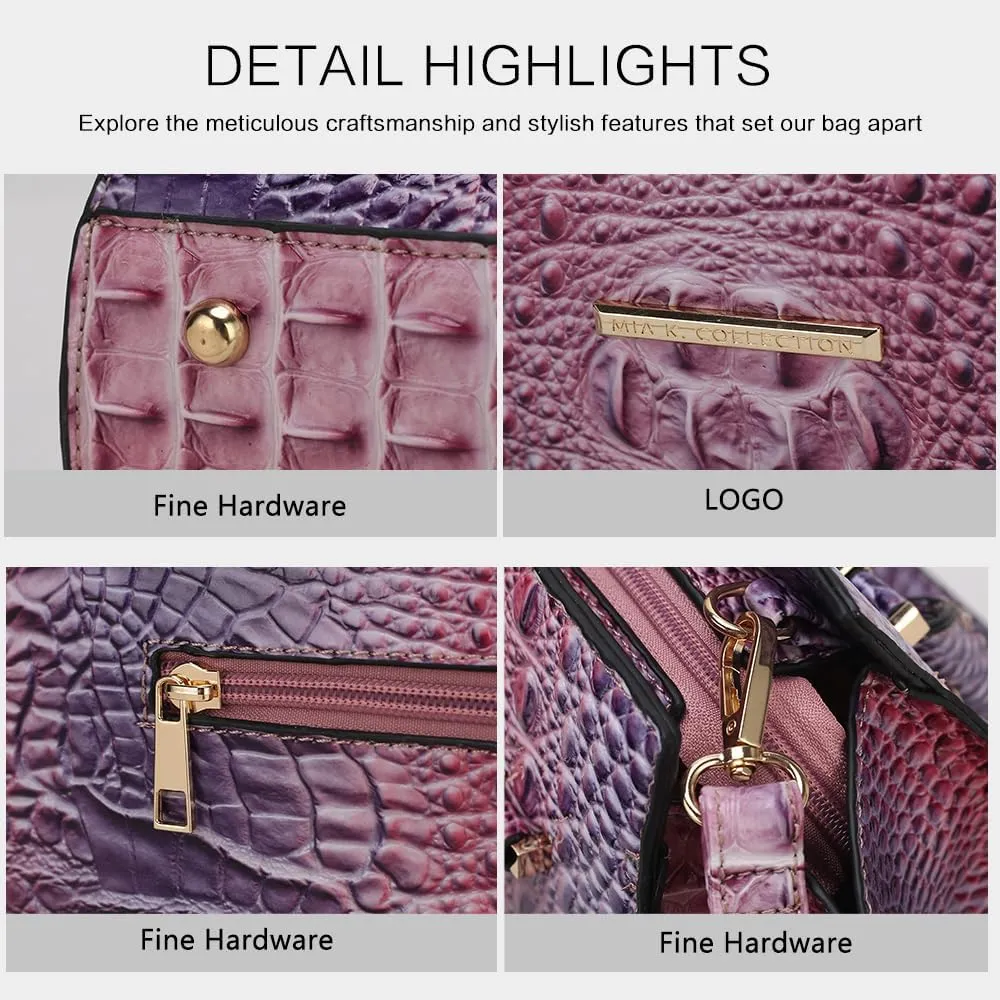 MKF Collection Tote Bag for Women & Wristlet Wallet, Crocodile-Embossed Vegan Leather Top-Handle Handbag Purse Set by Mia k