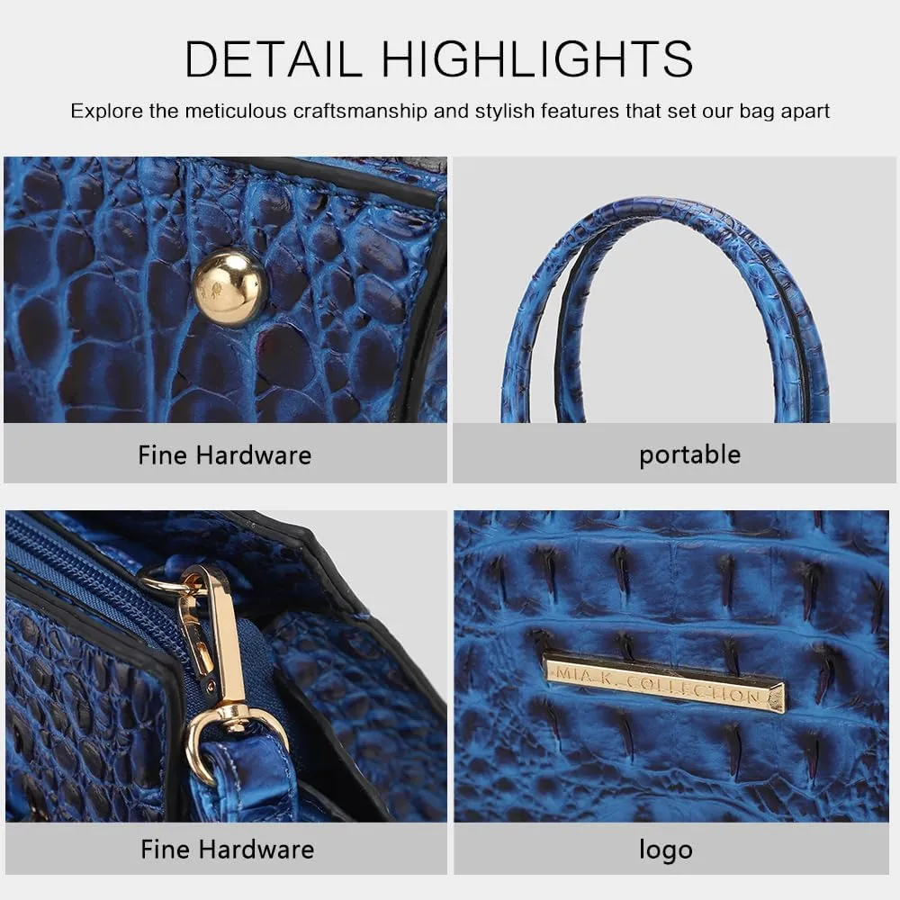 MKF Collection Tote Bag for Women & Wristlet Wallet, Crocodile-Embossed Vegan Leather Top-Handle Handbag Purse Set by Mia k