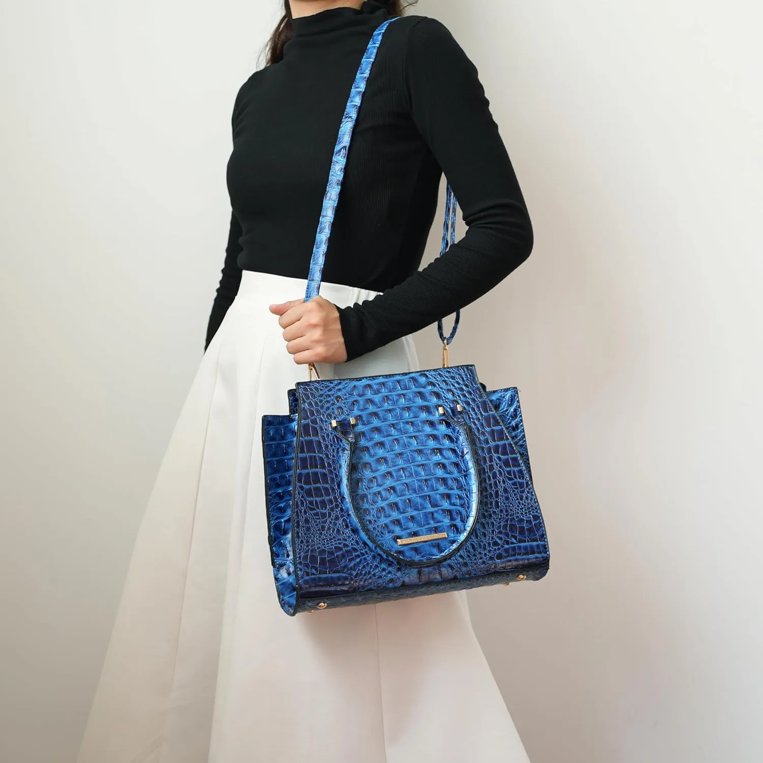 MKF Collection Tote Bag for Women & Wristlet Wallet, Crocodile-Embossed Vegan Leather Top-Handle Handbag Purse Set by Mia k