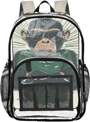 Monkey Green T Shirt Backpack Girls, Clear Plastic Bags, Clear Bookbag, Girls Backpacks Ages 8-10