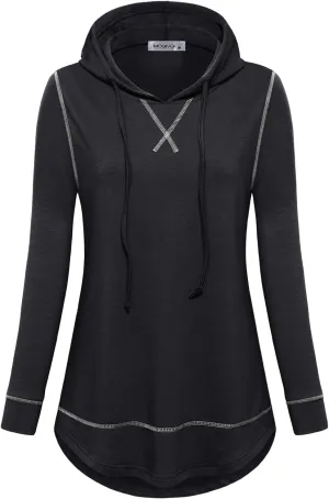 MOQIVGI Womens Long Sleeve Lightweight Activewear Casual Running Yoga Workout Hooded Tops