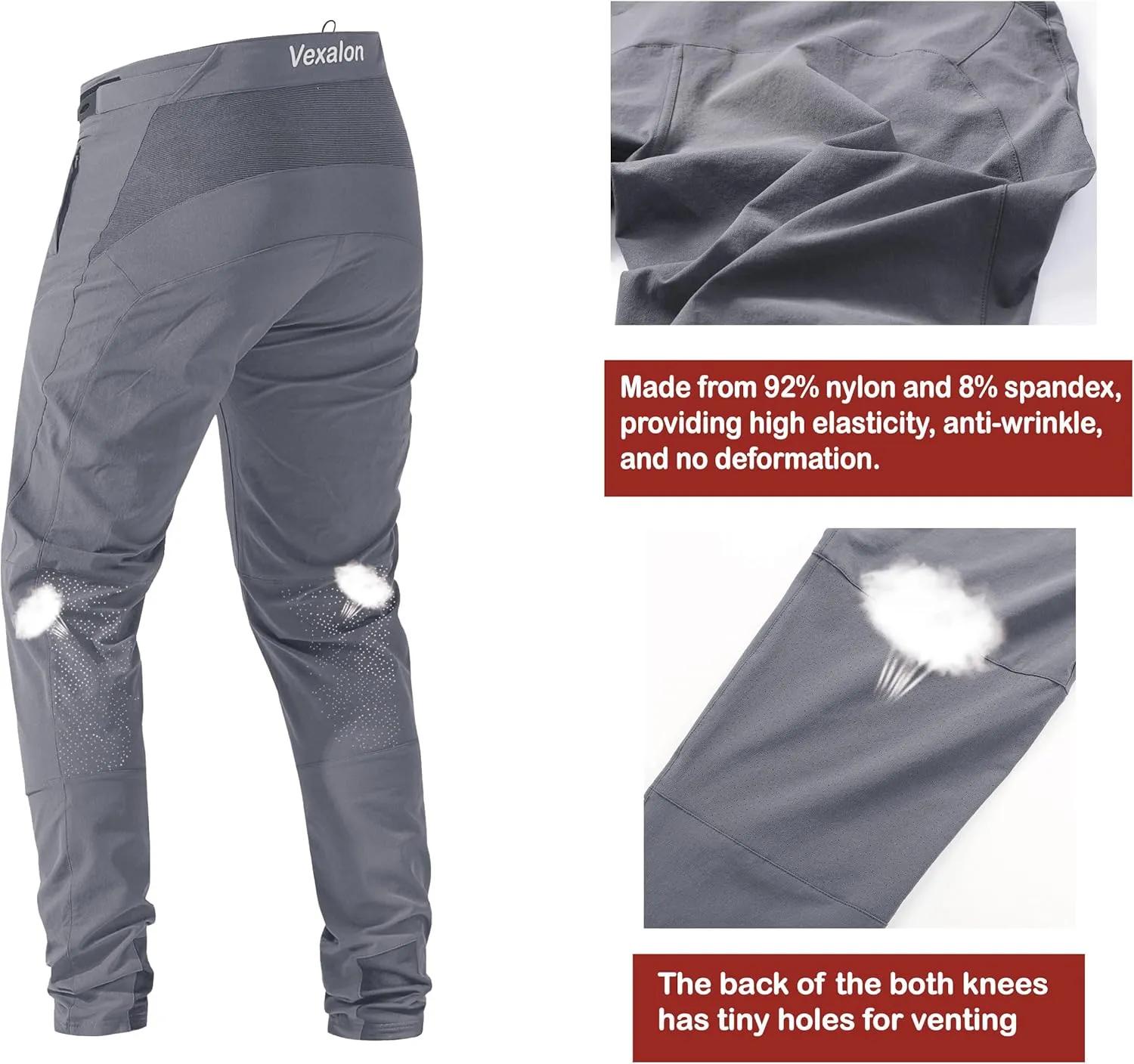 Mountain Bike PantsBMX Riding Pants for Mens, Quick-Dry Lightweight Breathable Cycling Bicycle Downhill Bike Pants