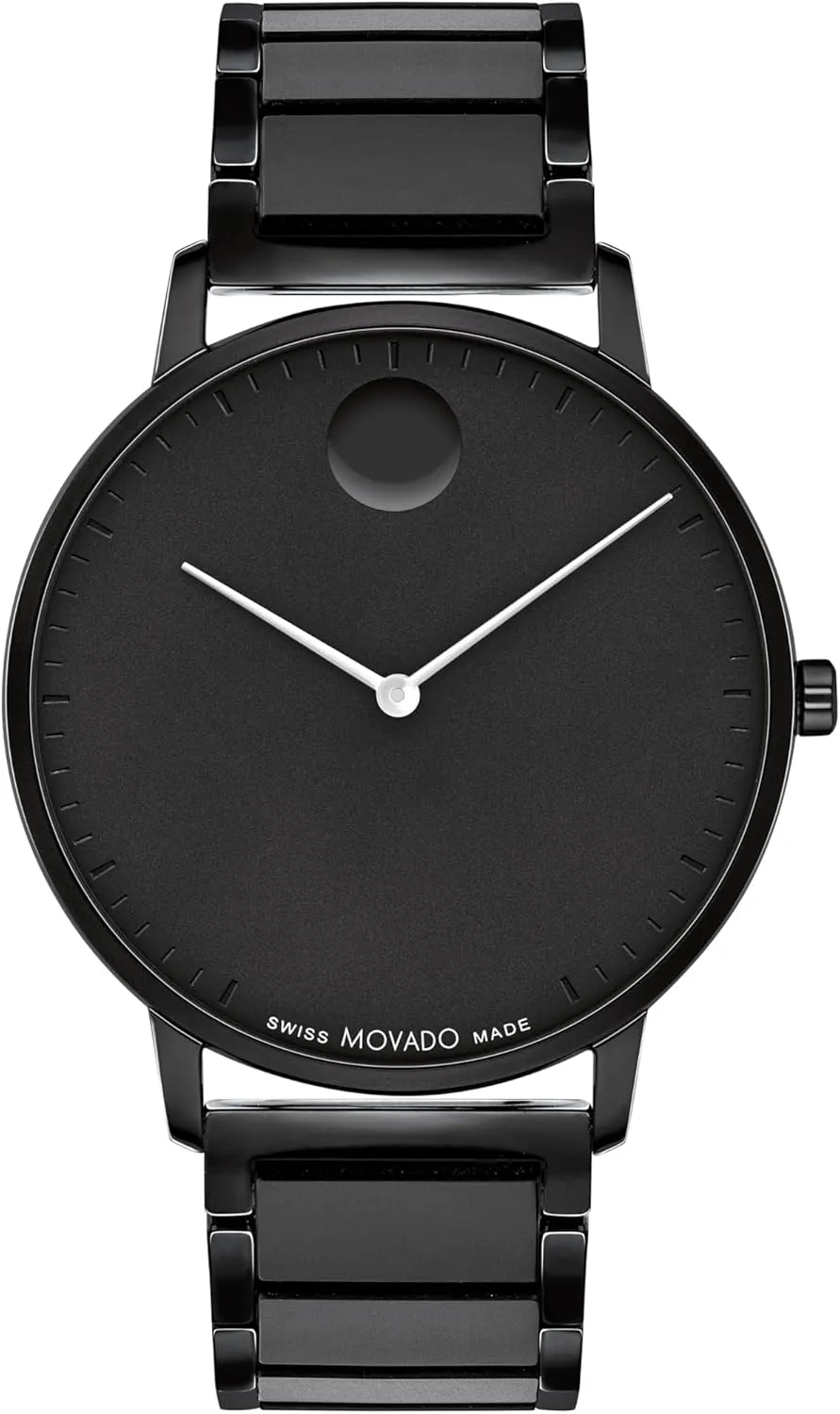 Movado Face Men's Luxury Quartz Watch - Swiss Movement - Water Resistance 30 Meters (3ATM) - Elegant Timepiece - Gift for Him - 41mm