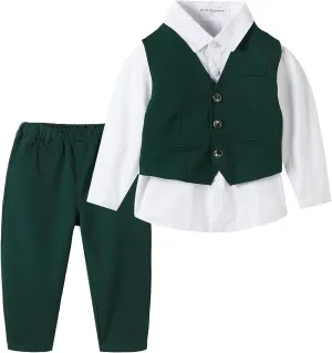 Mud Kingdom Boys Suits for Weddings White Shirts, Vests and Pants Clothes Sets