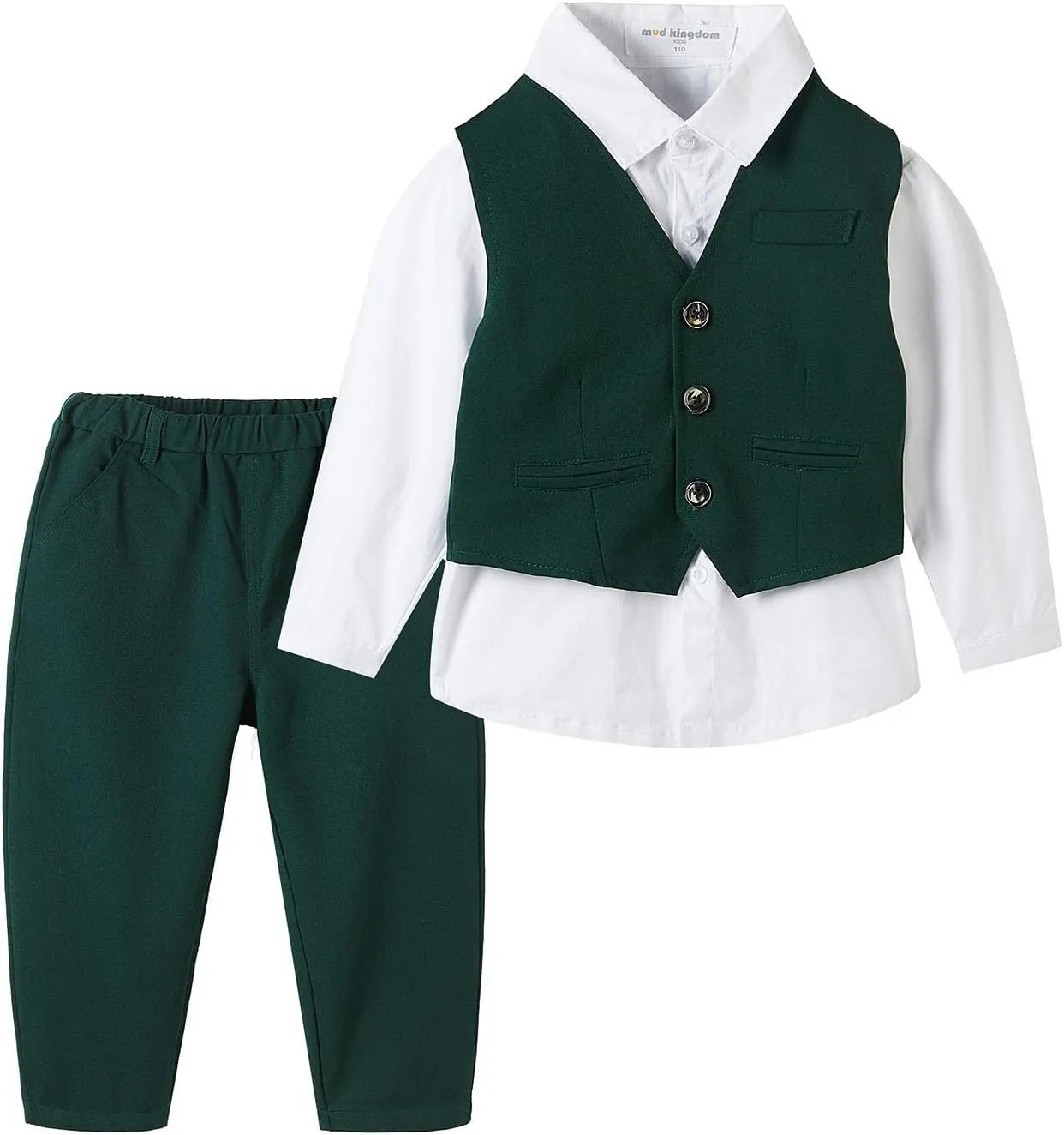 Mud Kingdom Boys Suits for Weddings White Shirts, Vests and Pants Clothes Sets